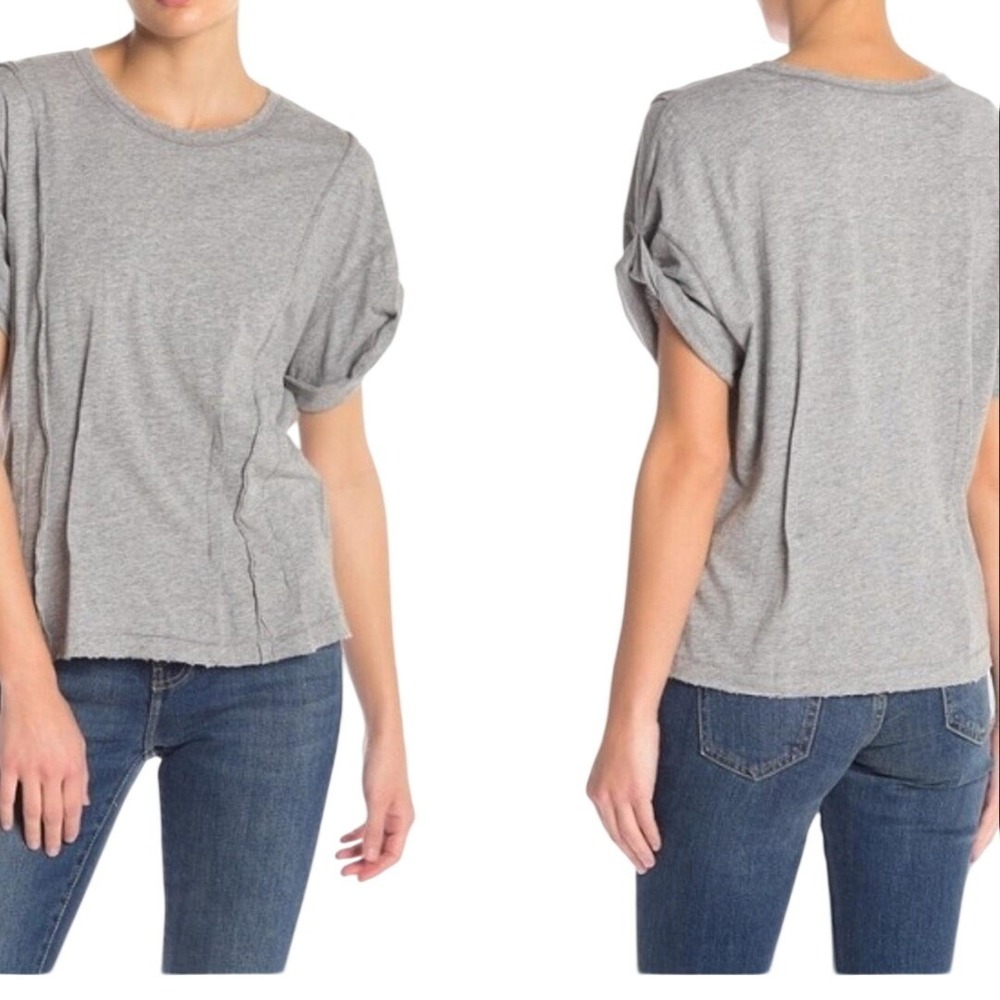 Current Elliott The Pintucked Tee Heather Gray Size 2 Short‎ Sleeve Casual Top